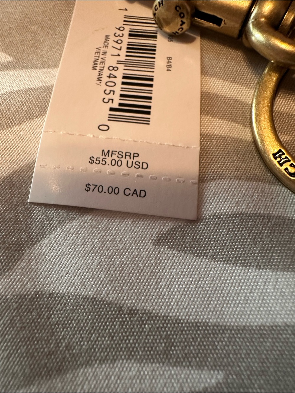 Coach Brass-Tone C Keychain Charm - Picture 3 of 5